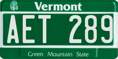 VT license plate AET289