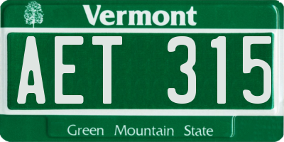 VT license plate AET315