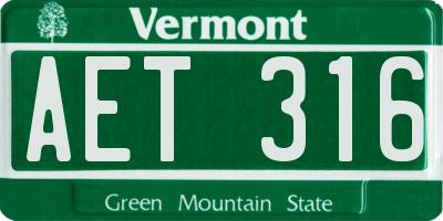VT license plate AET316