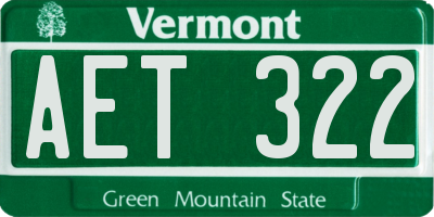 VT license plate AET322