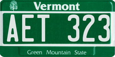 VT license plate AET323