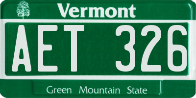 VT license plate AET326