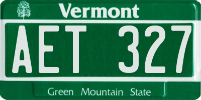 VT license plate AET327