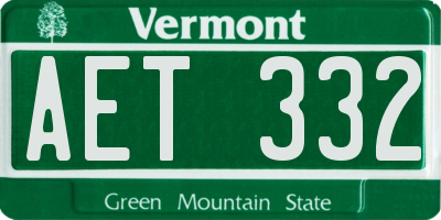 VT license plate AET332