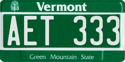 VT license plate AET333