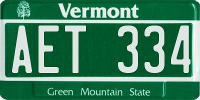 VT license plate AET334