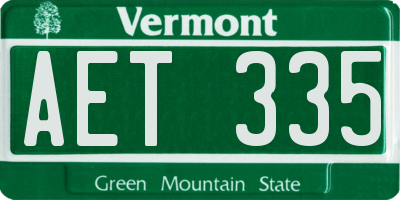 VT license plate AET335