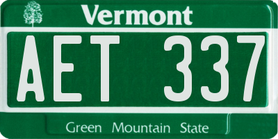 VT license plate AET337