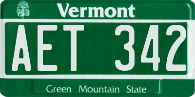 VT license plate AET342