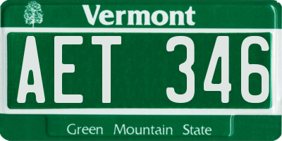 VT license plate AET346