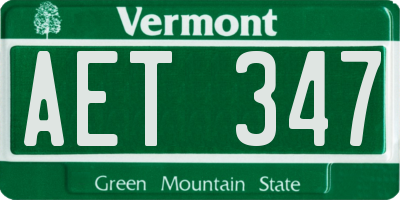 VT license plate AET347
