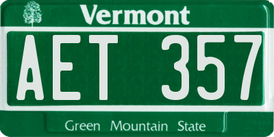 VT license plate AET357