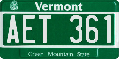 VT license plate AET361