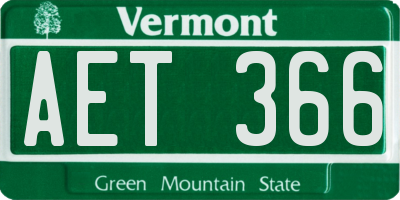 VT license plate AET366
