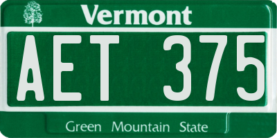 VT license plate AET375