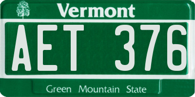 VT license plate AET376