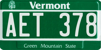 VT license plate AET378