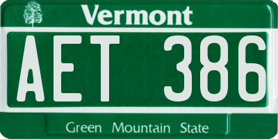 VT license plate AET386