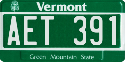 VT license plate AET391