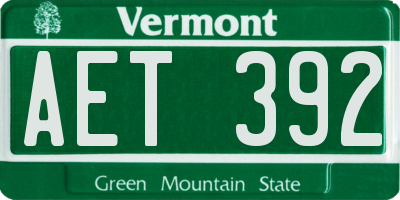 VT license plate AET392
