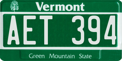 VT license plate AET394