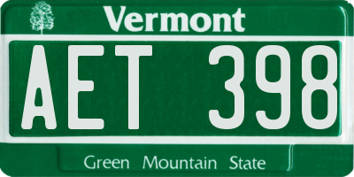 VT license plate AET398