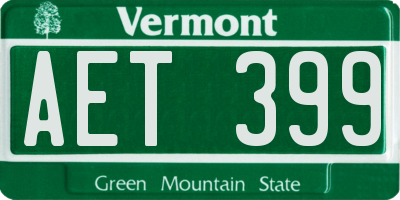 VT license plate AET399