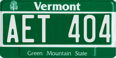 VT license plate AET404