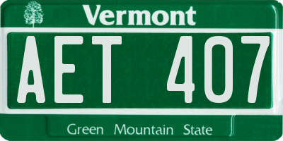 VT license plate AET407