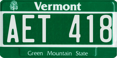 VT license plate AET418