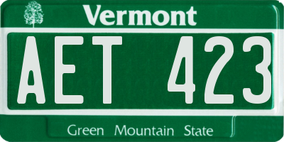 VT license plate AET423