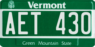 VT license plate AET430