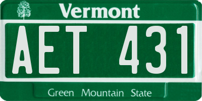VT license plate AET431