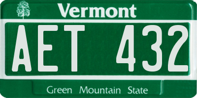 VT license plate AET432