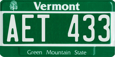VT license plate AET433