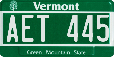 VT license plate AET445