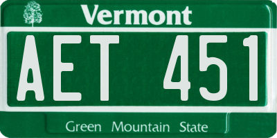 VT license plate AET451