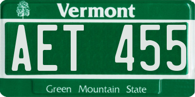VT license plate AET455