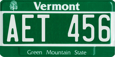 VT license plate AET456