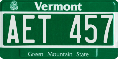 VT license plate AET457