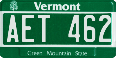 VT license plate AET462