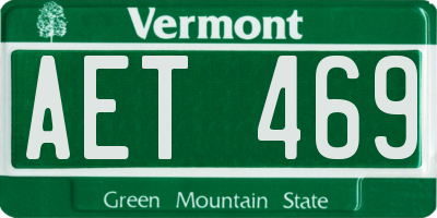 VT license plate AET469