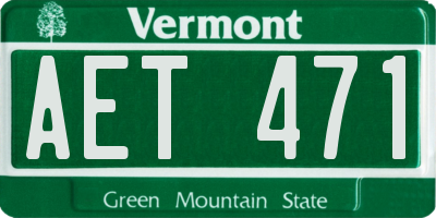 VT license plate AET471