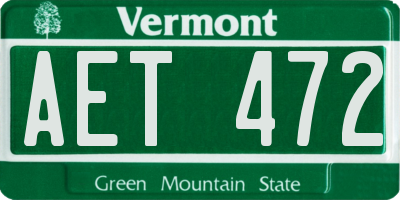VT license plate AET472