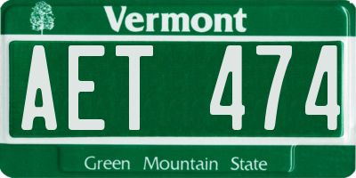 VT license plate AET474