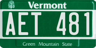VT license plate AET481