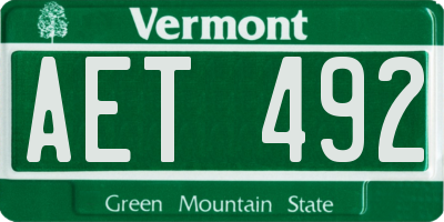 VT license plate AET492