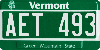 VT license plate AET493