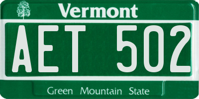 VT license plate AET502