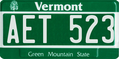 VT license plate AET523